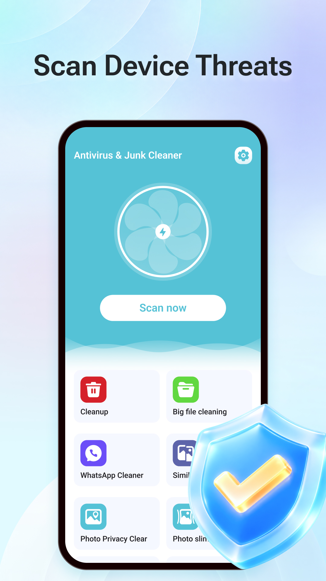 Virus scanner interface on a phone